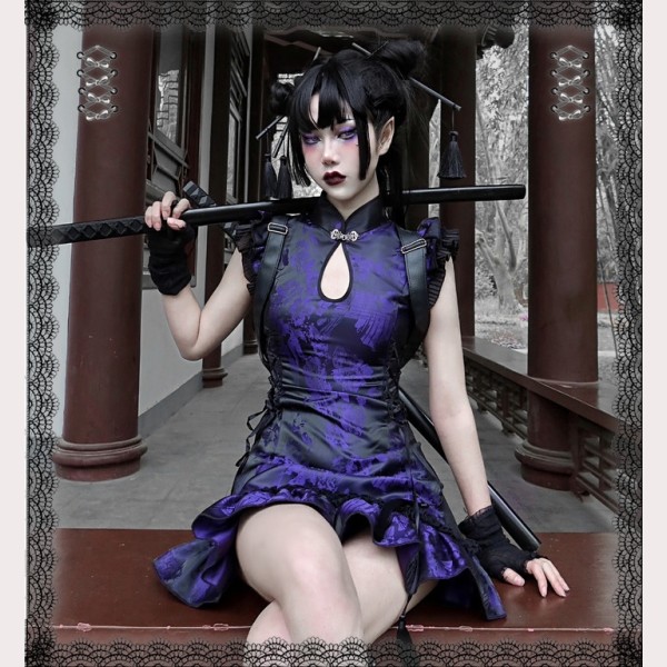 Ninja Cheongsam Gothic Dress by Blood Supply (BSY62)